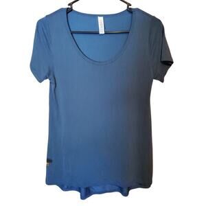 LuLaRoe T-Shirt Blouse Womens Sz XS Teal Blue Short Sleeve High Low‎ Casual Top